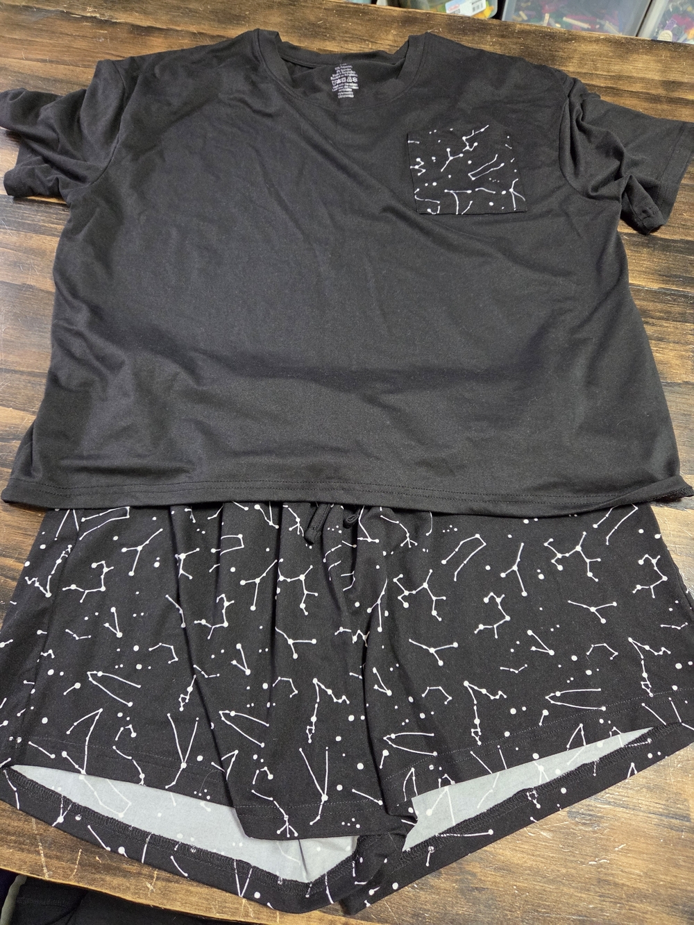 George Black Two-Piece Lounge Set with White Constellation Print
